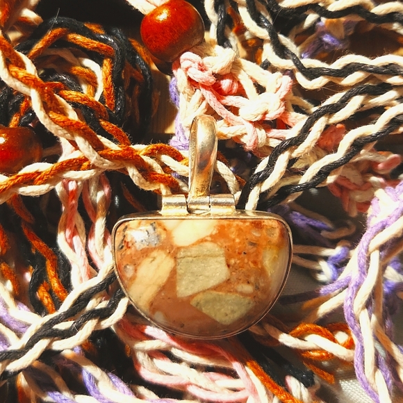 Wondering, Super-Chunky,XLarge, Semi-Circle-Shape Natural Stone Cabochon Pendant - Picture 6 of 7